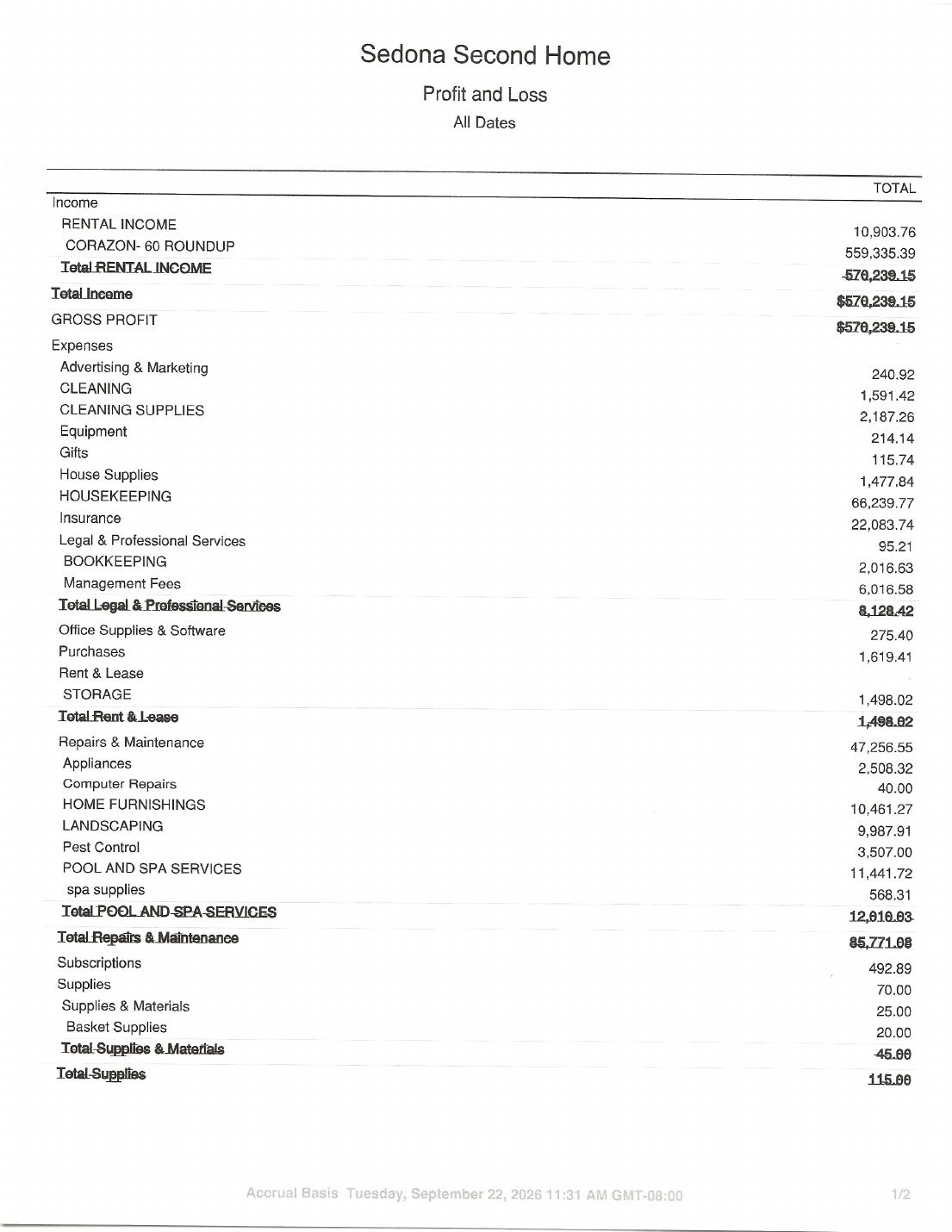 Rental history and income overview, page 2