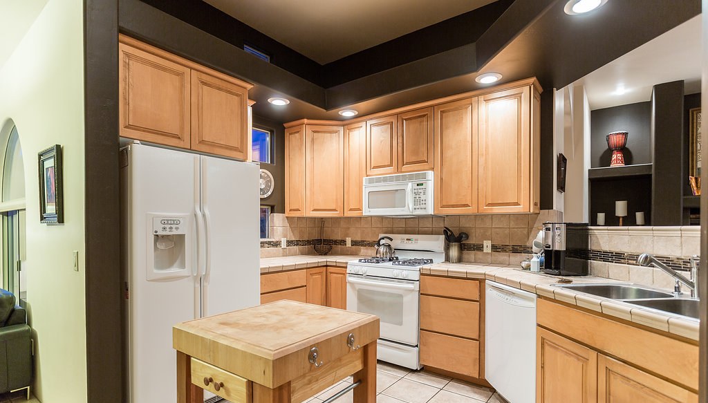 Kitchen with butcher-block island